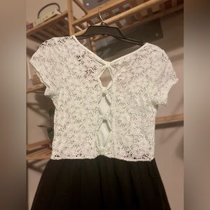 Bow Detail High Low Lace Dress